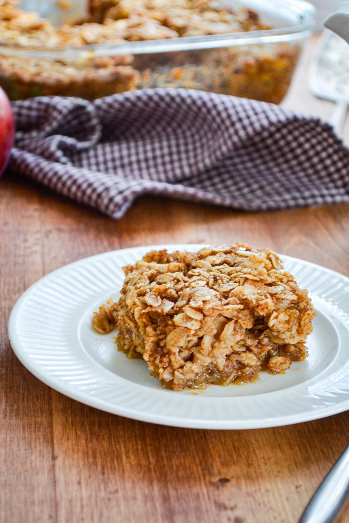 A square of apple cinnamon baked oats.