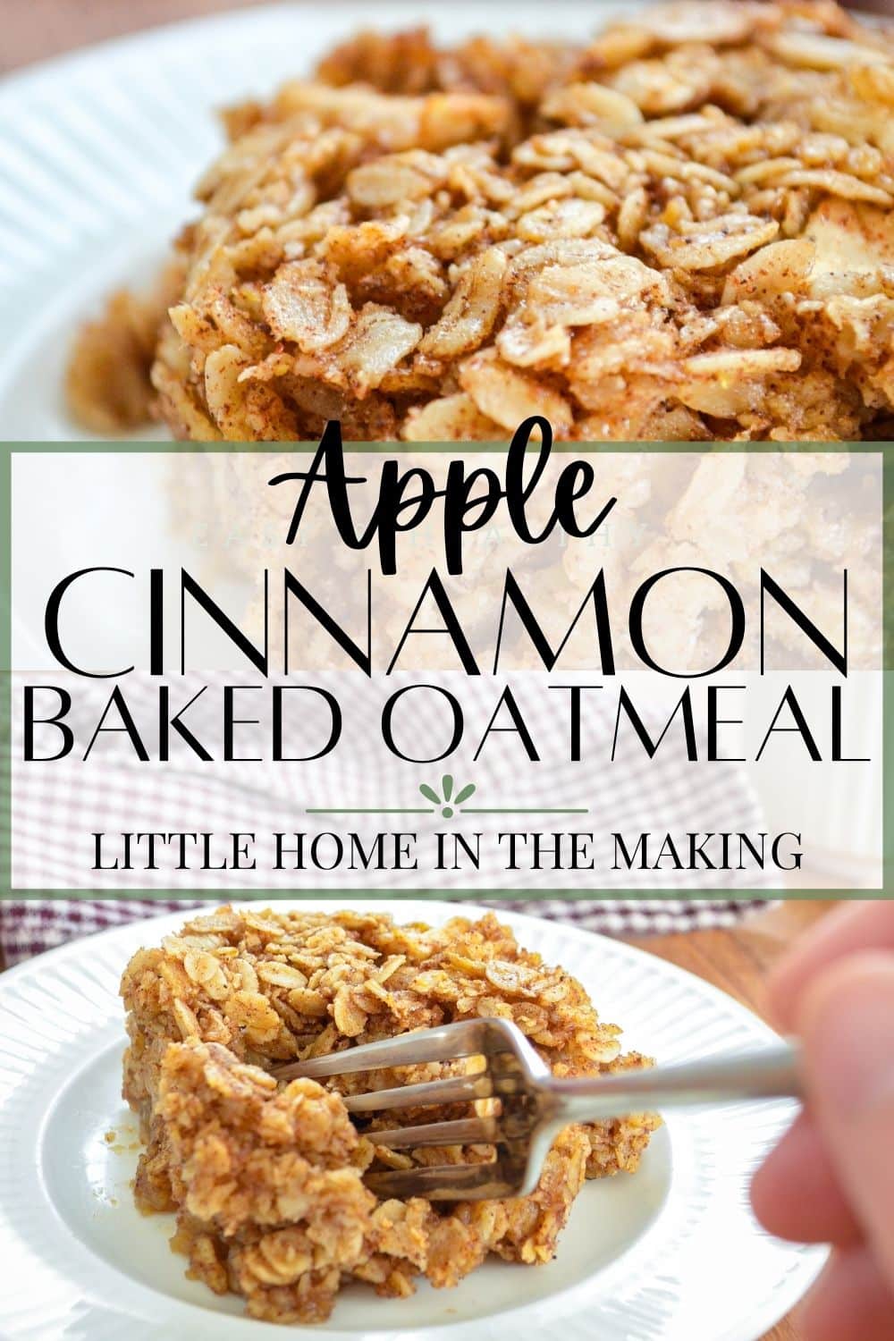 A square of apple cinnamon baked oatmeal.