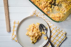 Are you looking for a great side dish for Taco Tuesday or a Summer Potluck or BBQ? Try this AWESOME and frugal Jalapeno Cheddar Creamy Corn Casserole!