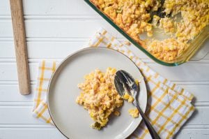 Are you looking for a great side dish for Taco Tuesday or a Summer Potluck or BBQ? Try this AWESOME and frugal Jalapeno Cheddar Creamy Corn Casserole!