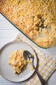 Are you looking for a great side dish for Taco Tuesday or a Summer Potluck or BBQ? Try this AWESOME and frugal Jalapeno Cheddar Creamy Corn Casserole!
