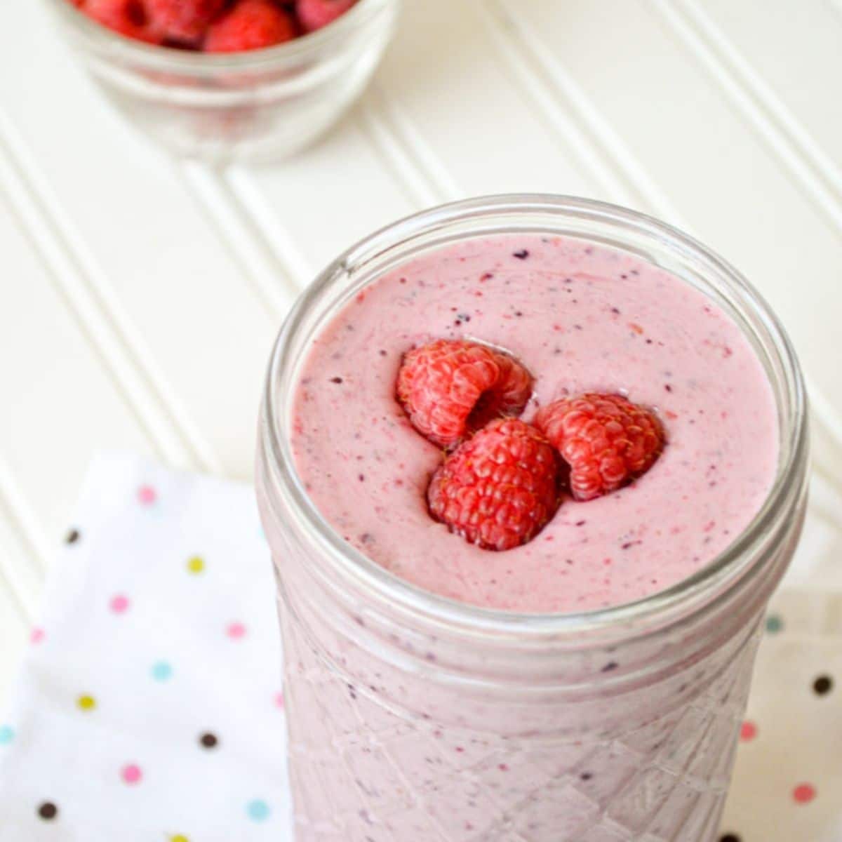 A jar with a homemade kefir smoothie in it