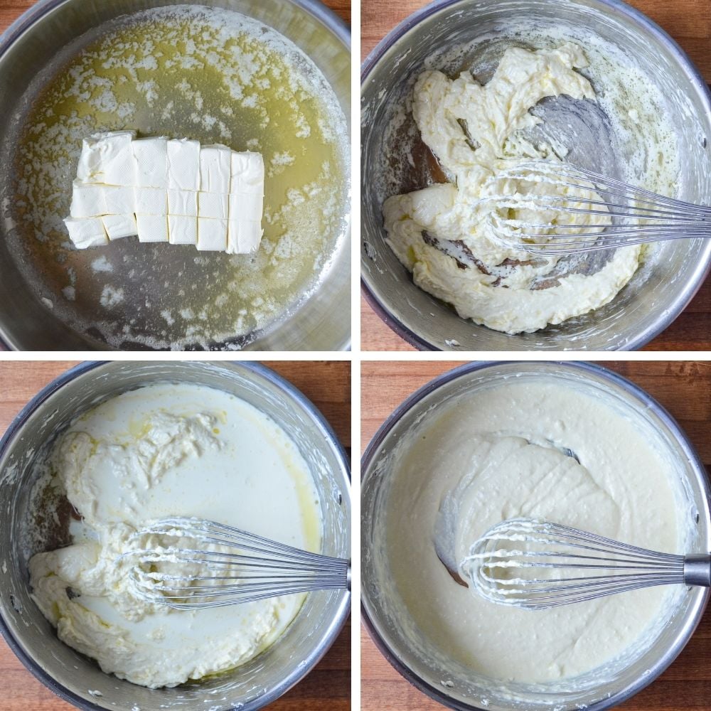 How to make a cream cheese sauce with butter, cream cheese, and heavy cream.