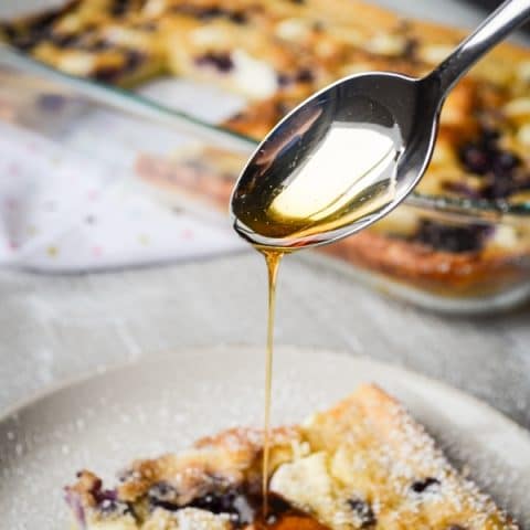 You are just going to LOVE this Blueberry Cream Cheese Sourdough Baked Pancake! This uses up a lot of discard, is full of protein, and totally delicious!