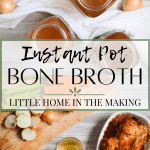 Instant Pot Bone Broth is the BEST way to use up leftover roasted chicken. Make this nutrient dense, delicious chicken bone broth in your Instant Pot for extra ease. Perfect for using in homemade soups.