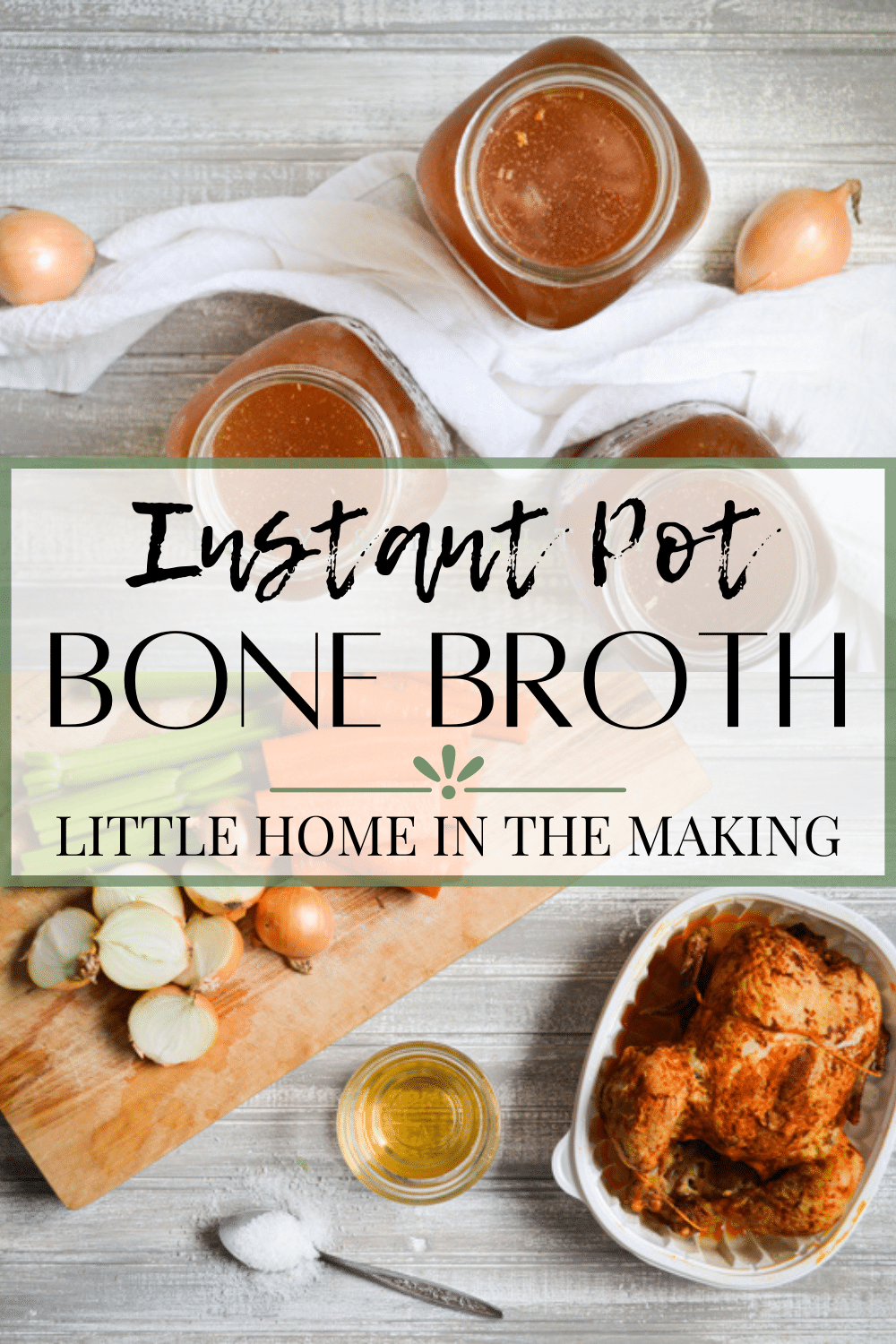 Instant Pot Bone Broth is the BEST way to use up leftover roasted chicken. Make this nutrient dense, delicious chicken bone broth in your Instant Pot for extra ease. Perfect for using in homemade soups. 