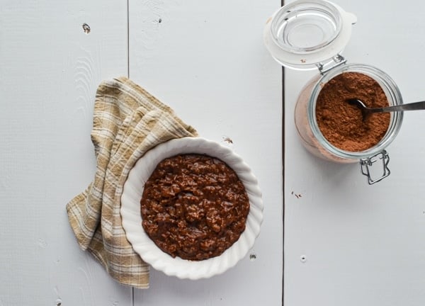 This Chocolate Peanut Butter Oatmeal is naturally sweetened with Maple Syrup and has a healthy dose of natural peanut butter for protein and flavor. This will be your new breakfast obsession!