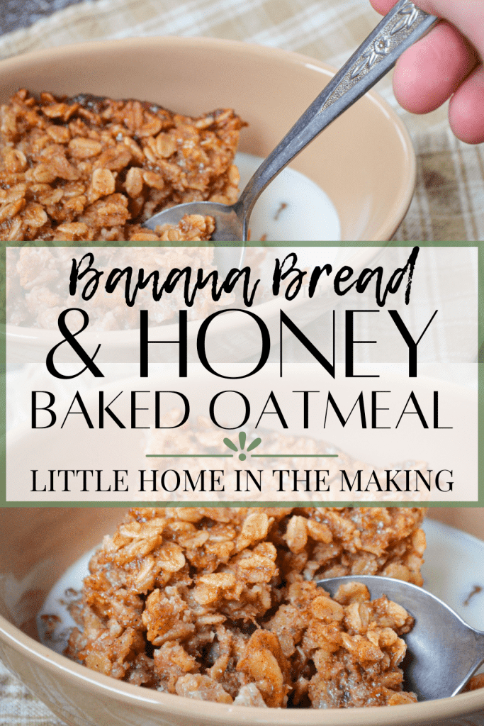 Get your day off to the right start with this healthy banana bread baked oatmeal recipe! Sweetened naturally using honey, and using whole food ingredients. It's a healthy breakfast the whole family can love.