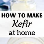 A jar with kefir being poured into it.