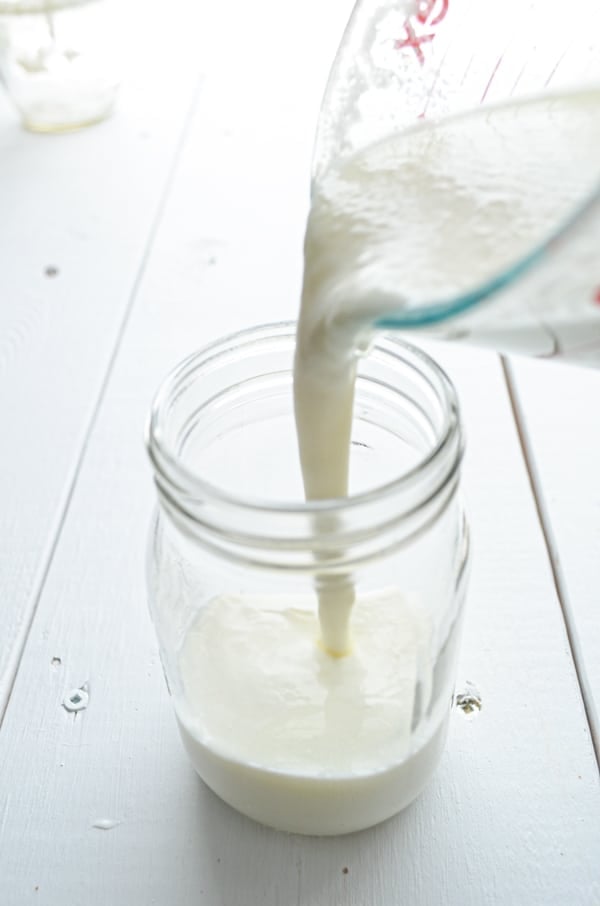 Pour your finished kefir into a clean jar.