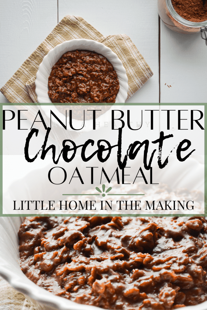 This Chocolate Peanut Butter Oatmeal is naturally sweetened with Maple Syrup and has a healthy dose of natural peanut butter for protein and flavor. This will be your new breakfast obsession!