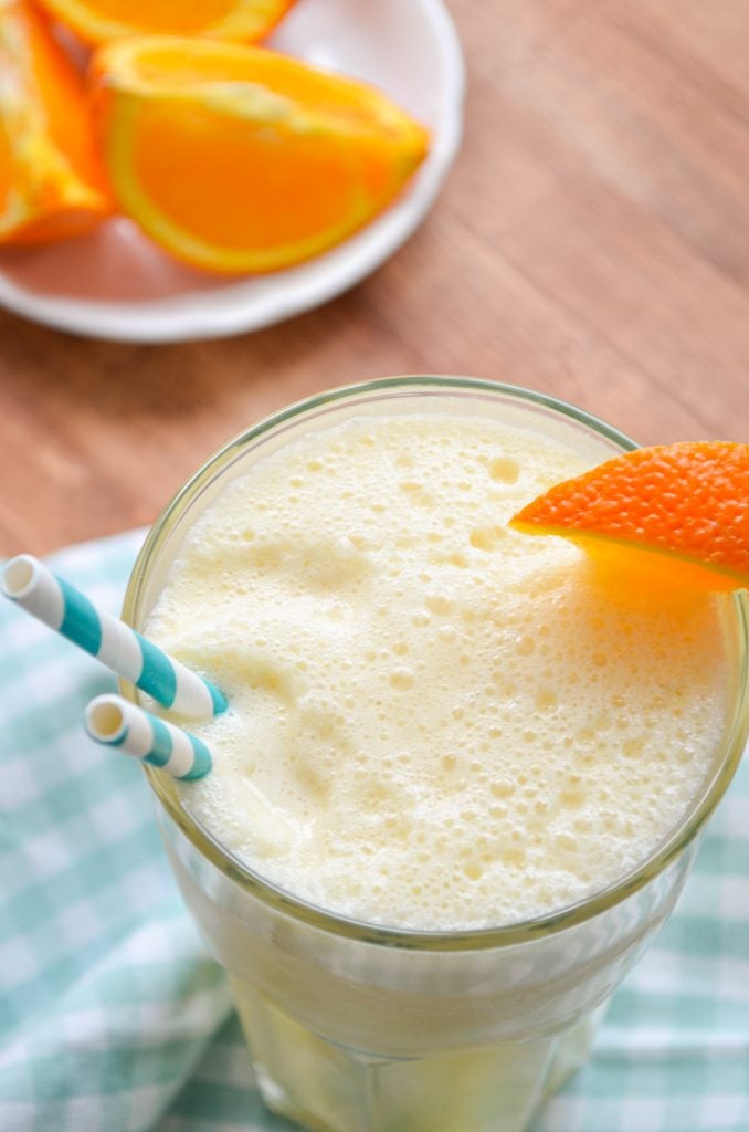 An overhead shot of a copycat Orange Julius.