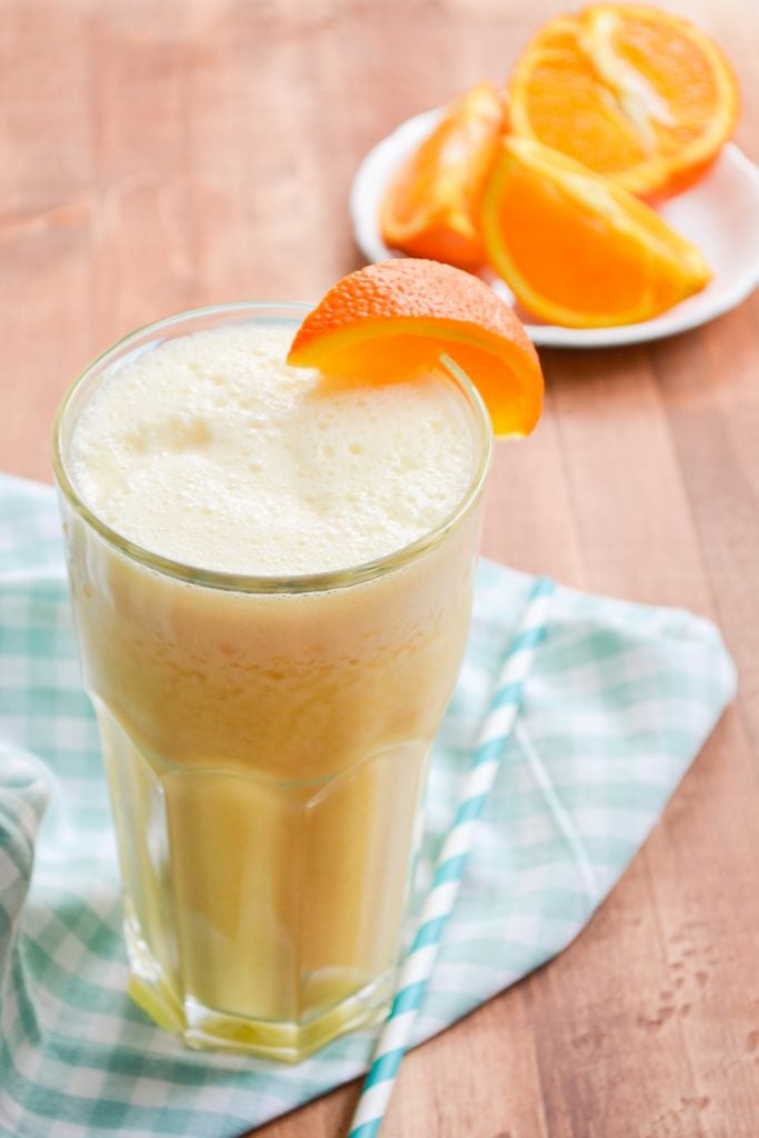 A glass of copycat orange julius.