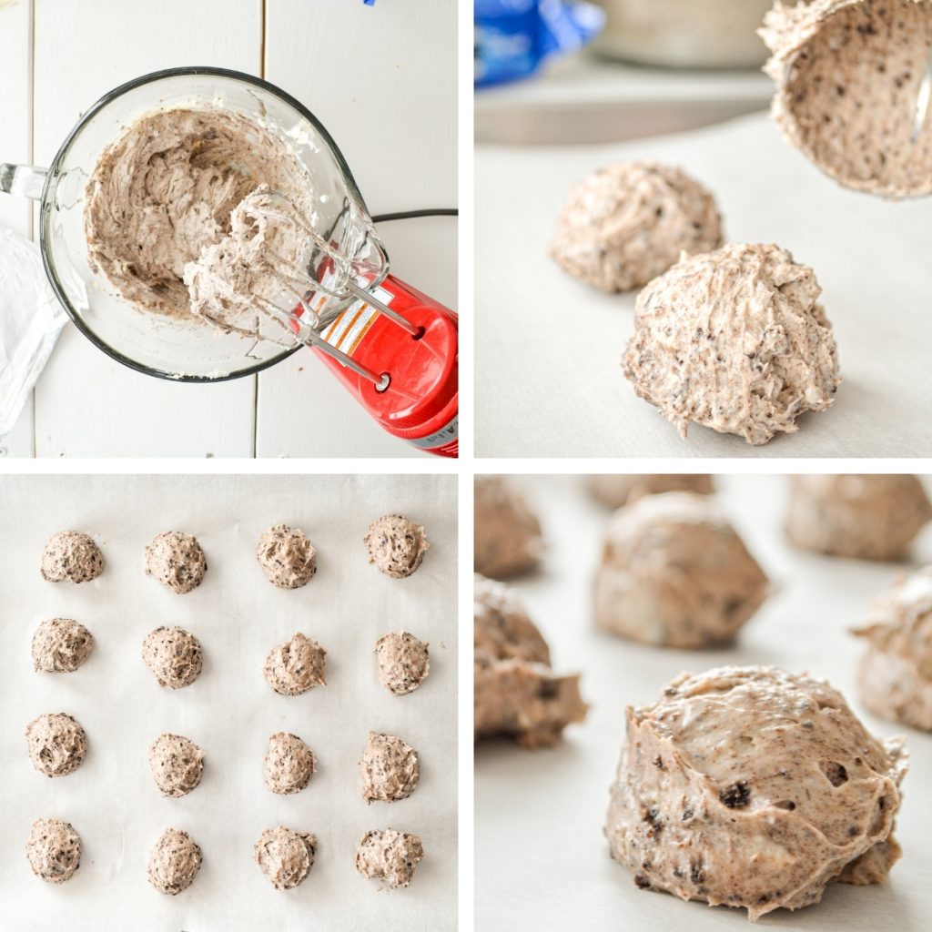 A grid detailing the steps of making Oreo Cheesecake Bites. See the recipe for a text description.