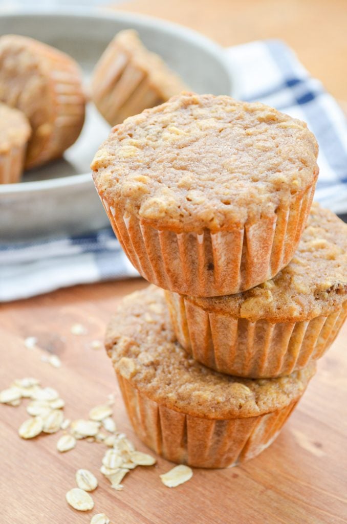 A stack of three muffins.