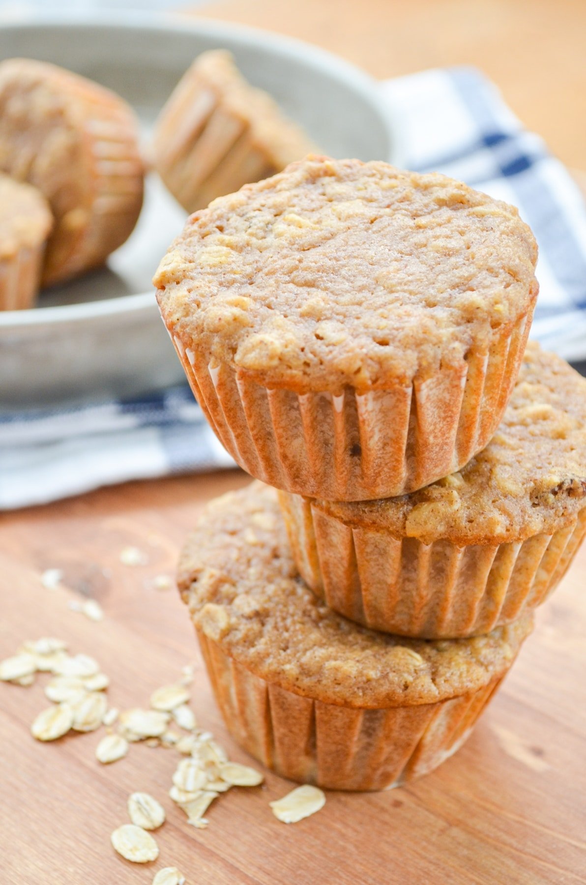 A stack of three muffins.