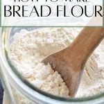 A spoon in a jar of homemade bread flour