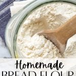 The text overlay says: homemade bread flour