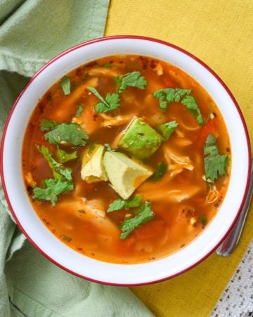 A bowl oMexican chicken soup