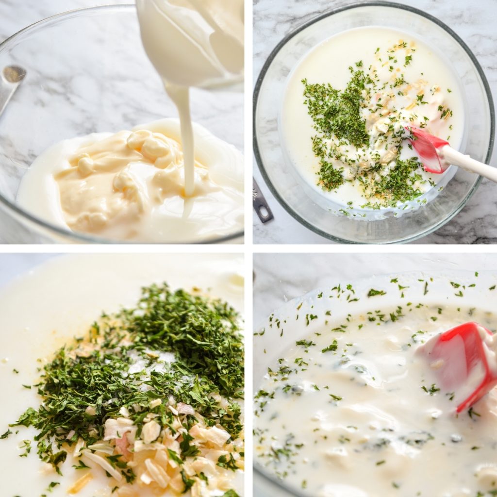 The steps for making your very own buttermilk ranch dressing from scratch.