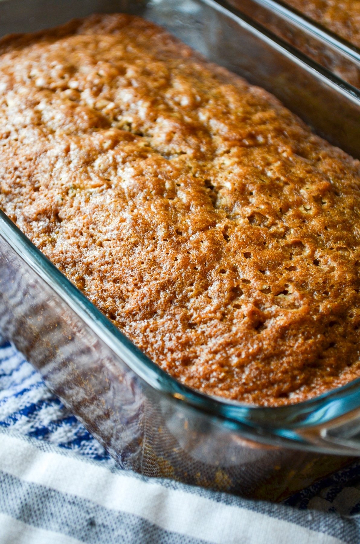 A loaf of sourdough discard zucchini bread