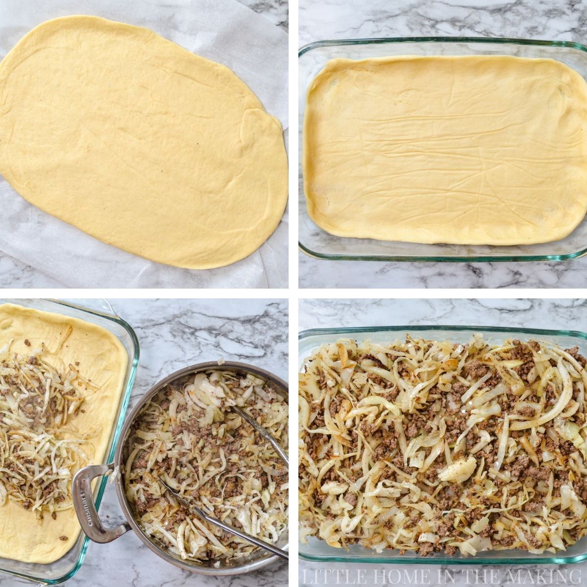 How to layer bierocks casserole