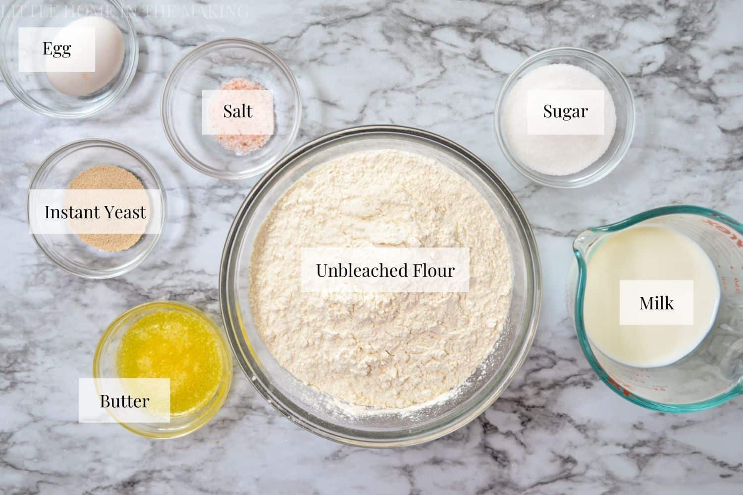 The ingredients needed to make Bierock dough.