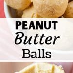 A close up on homemade plain peanut butter balls.