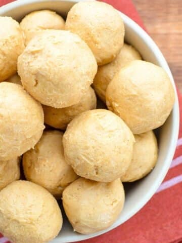 A bowl of homemade no bake peanut butter balls.