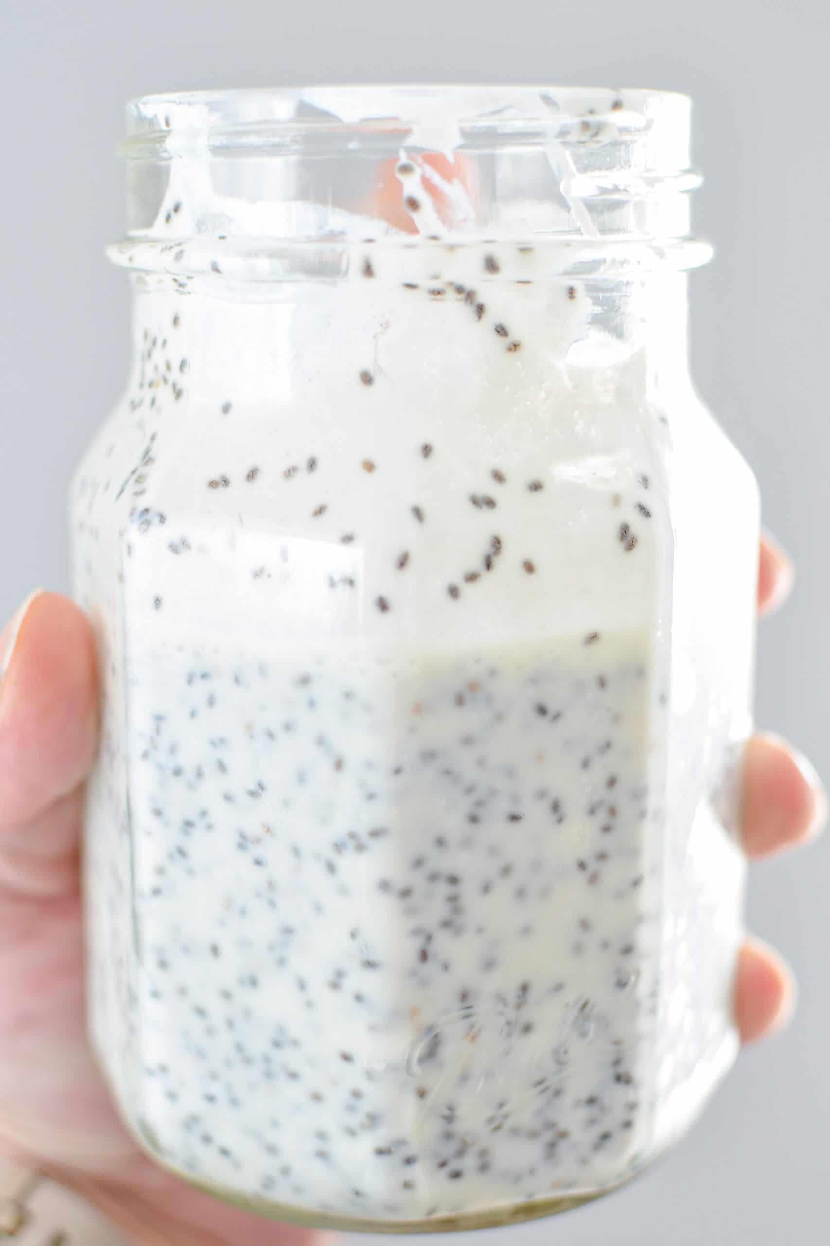 A jar of kefir chia pudding