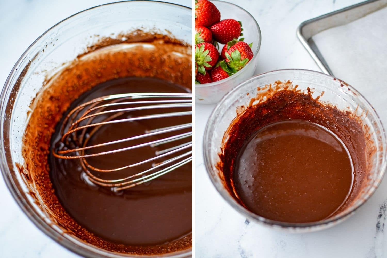 Whisking together the ingredients for coconut oil chocolate.