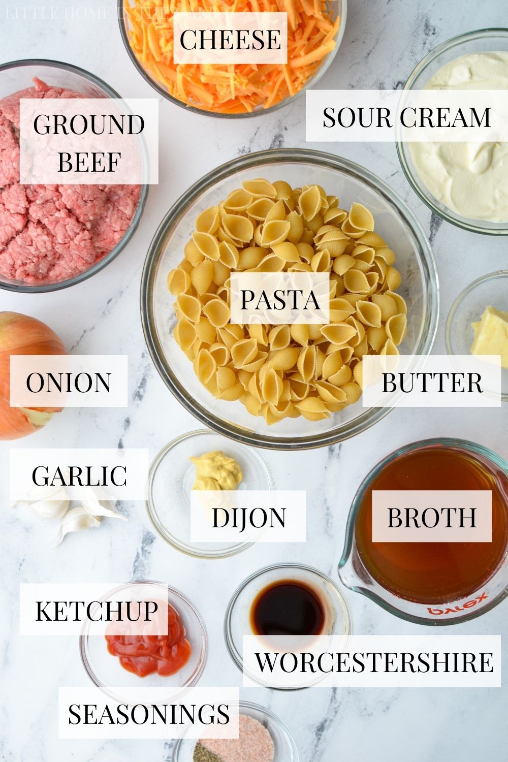 The ingredients needed to make your own hamburger helper