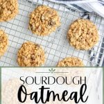 sourdough oatmeal raisin cookies on a cooling rack