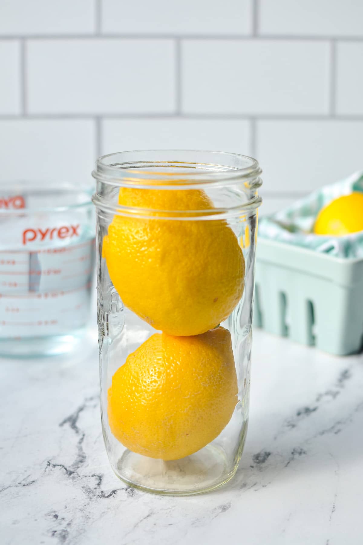 Lemon Print Tall Glass Jar with Lid