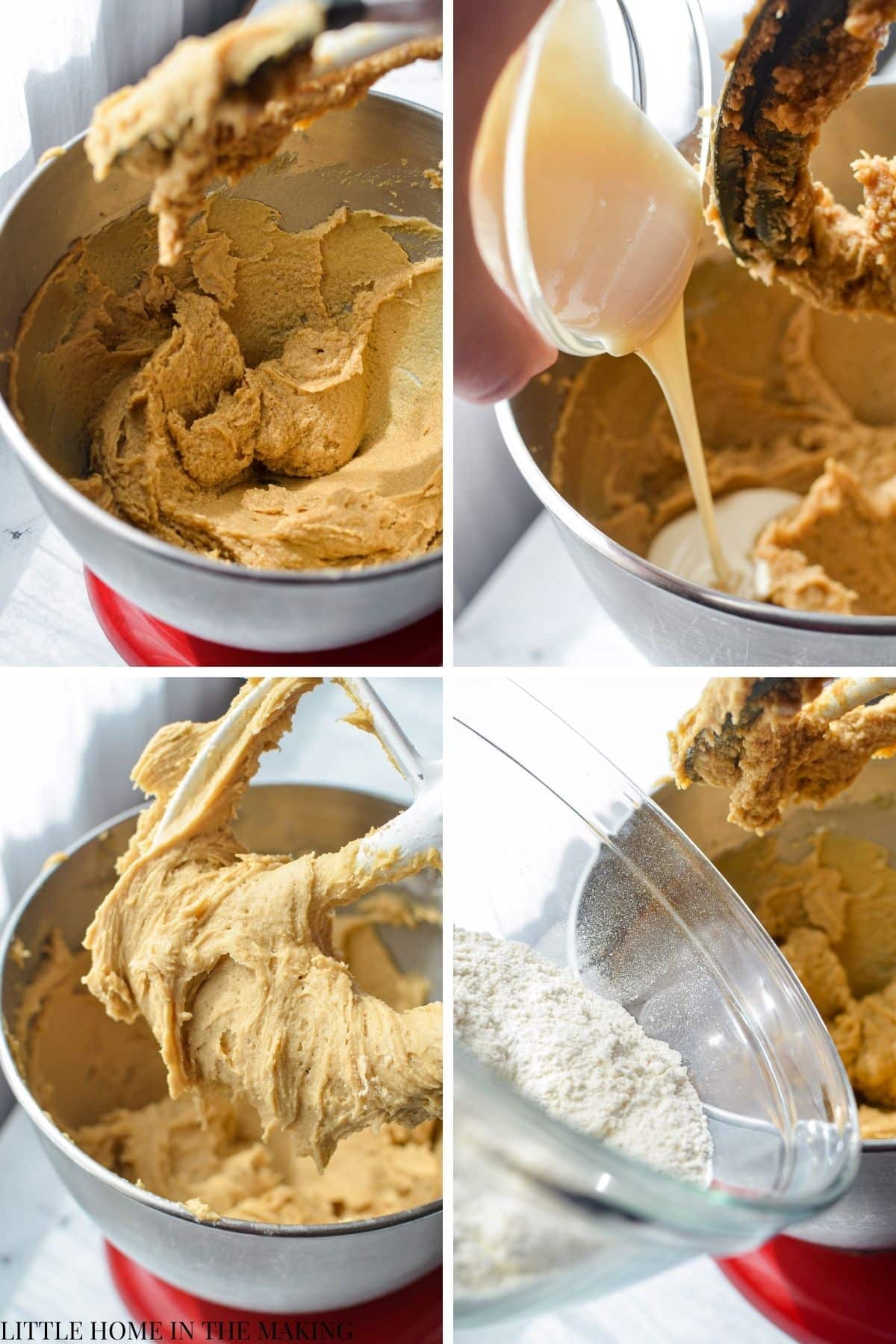 Mixing up cooking batter in a stand mixer.