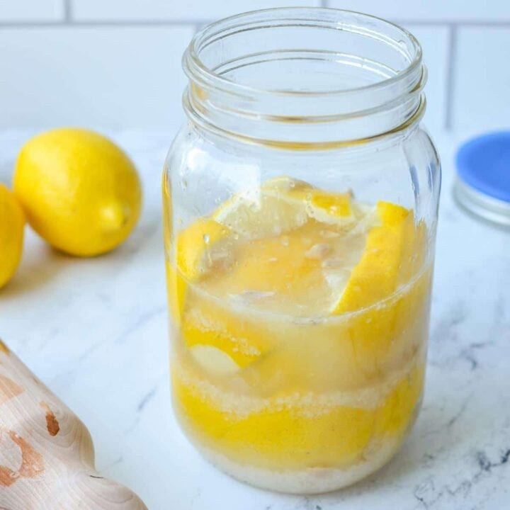 A jar of macerated lemons.