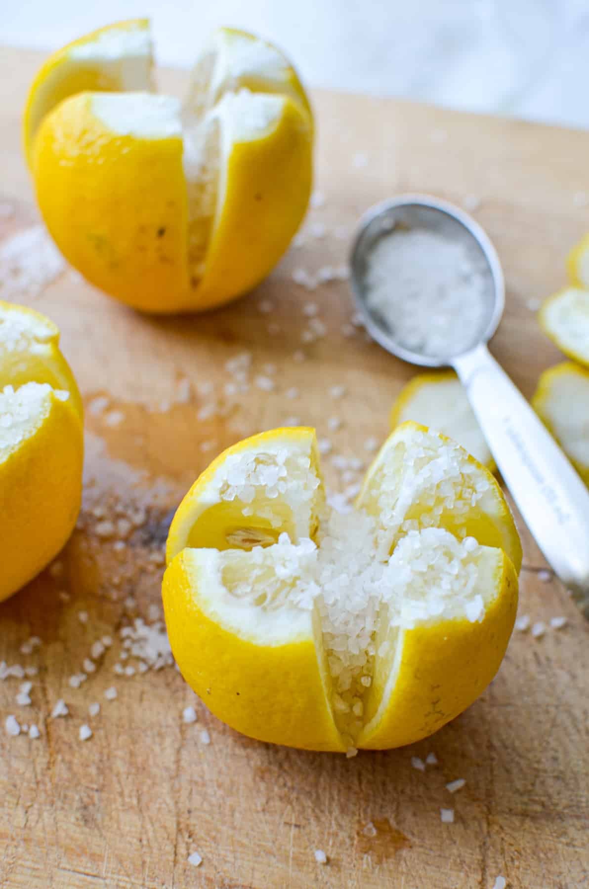 A lemon filled with salt.