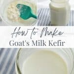 Stirring kefir grains and adding milk.