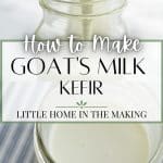 Pouring milk into a jar to make kefir.