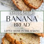 Slices of banana bread on a cooling rack.