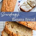 Slices of banana bread on a cooling rack.