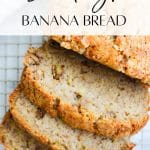 Slices of banana bread on a cooling rack.