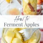 Adding brine to apple chunks.