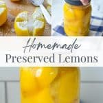 Adding a lid to a jar of preserved lemons.