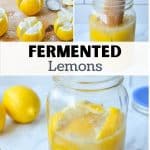 Adding lemons to a jar and squeezing them.