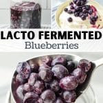 Adding fermented blueberries to yogurt.