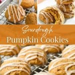 Sourdough pumpkin cookies on a wire rack.