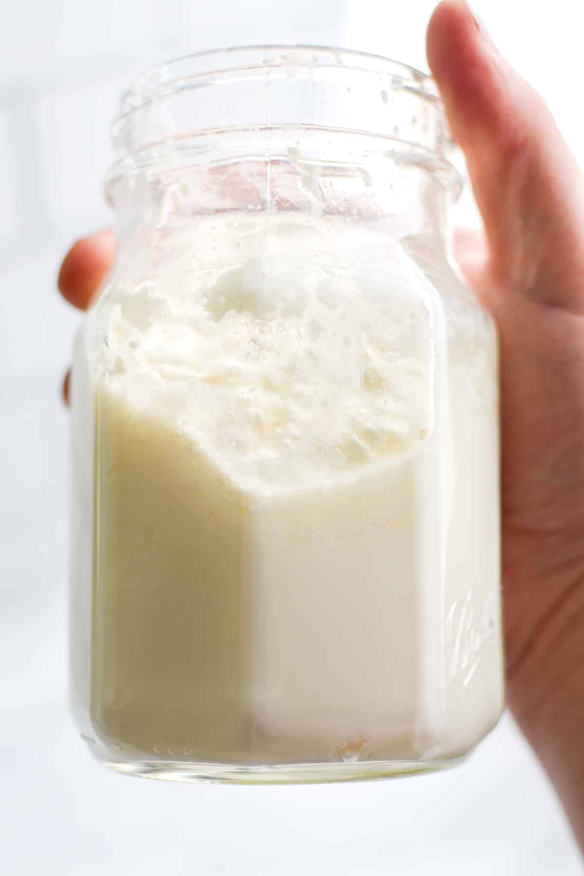 A jar of thickened milk.