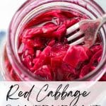 A jar with shredded red cabbage.