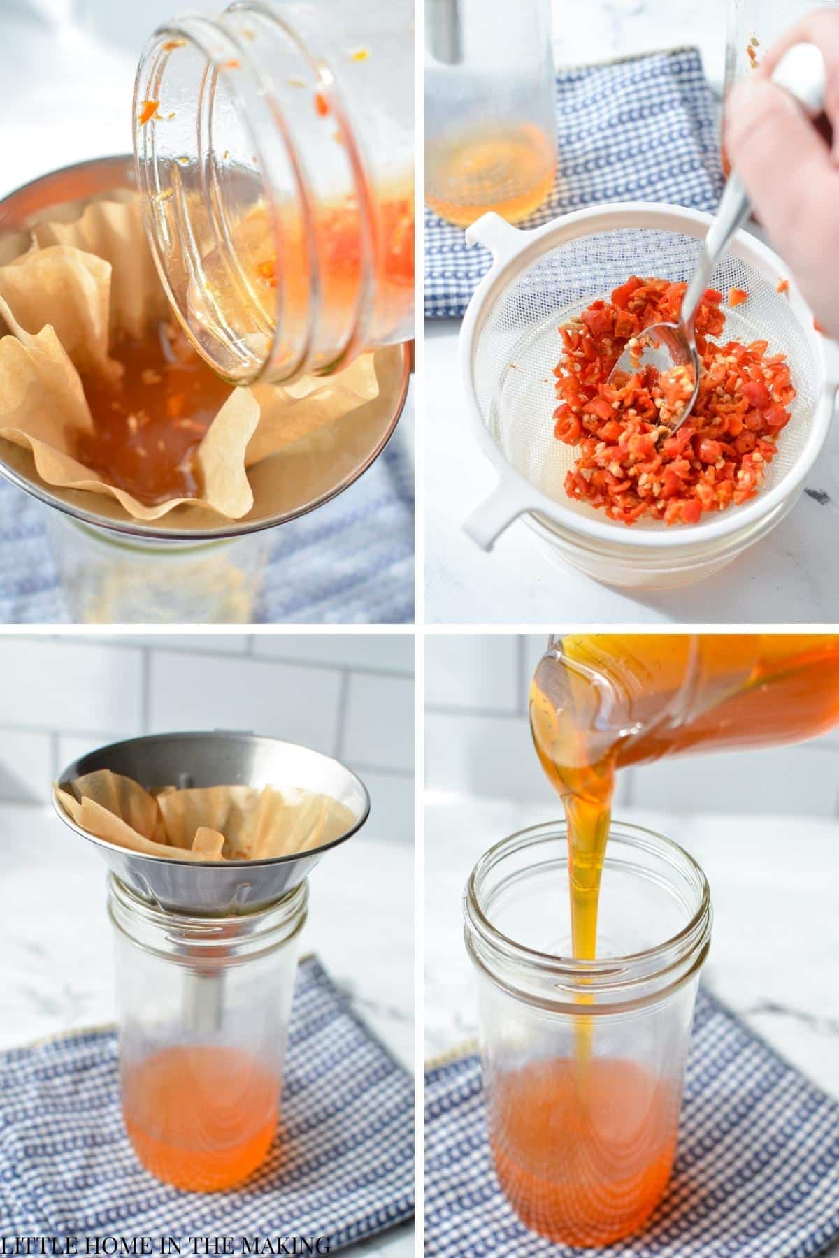 Straining the juices off a prepared herbal mixture.